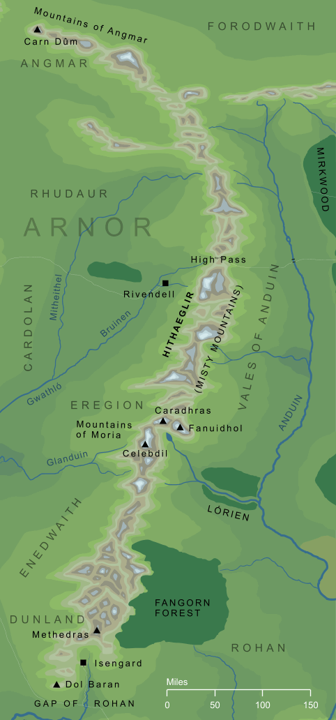 Map of Hithaeglir, the Misty Mountains