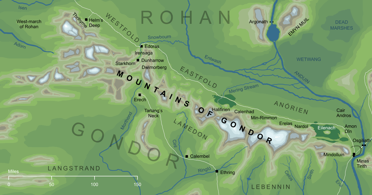 Map of the Mountains of Gondor