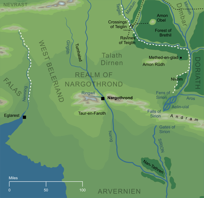 Map of Nargothrond and Its Realm