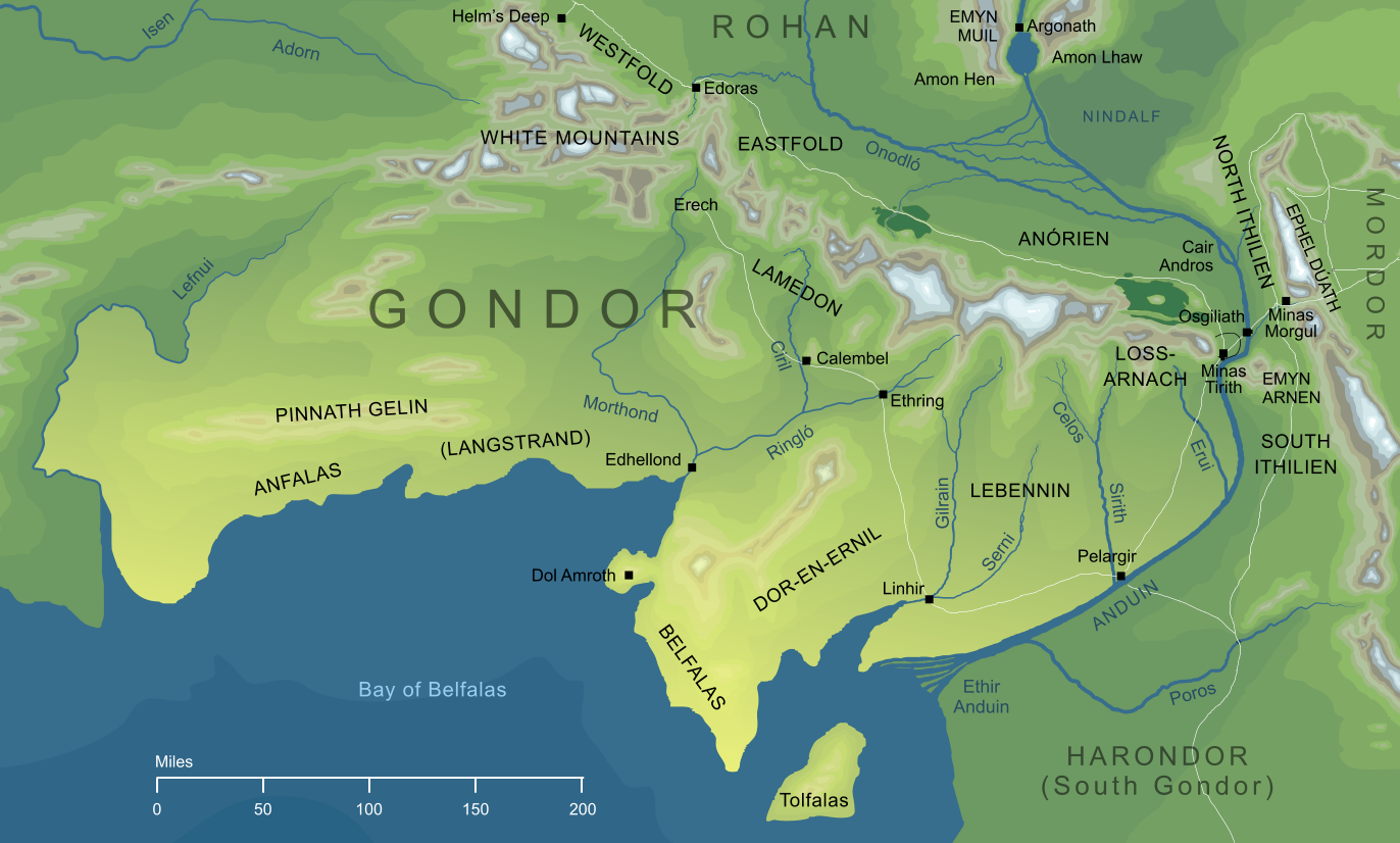 Map of the Outlands of Gondor