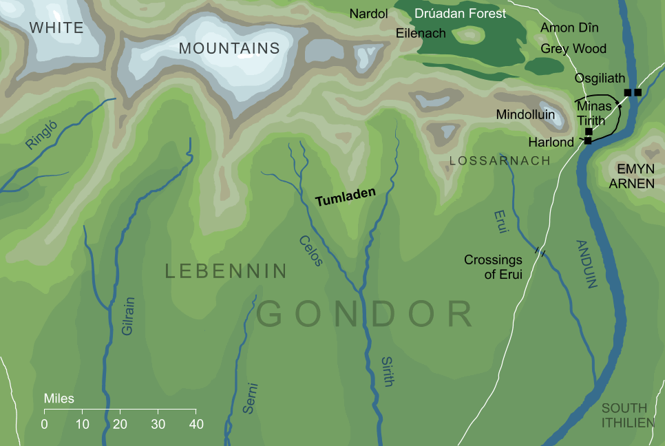 Map of Tumladen in Gondor