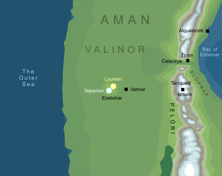 Conjectural map of the Two Trees of the Valar
