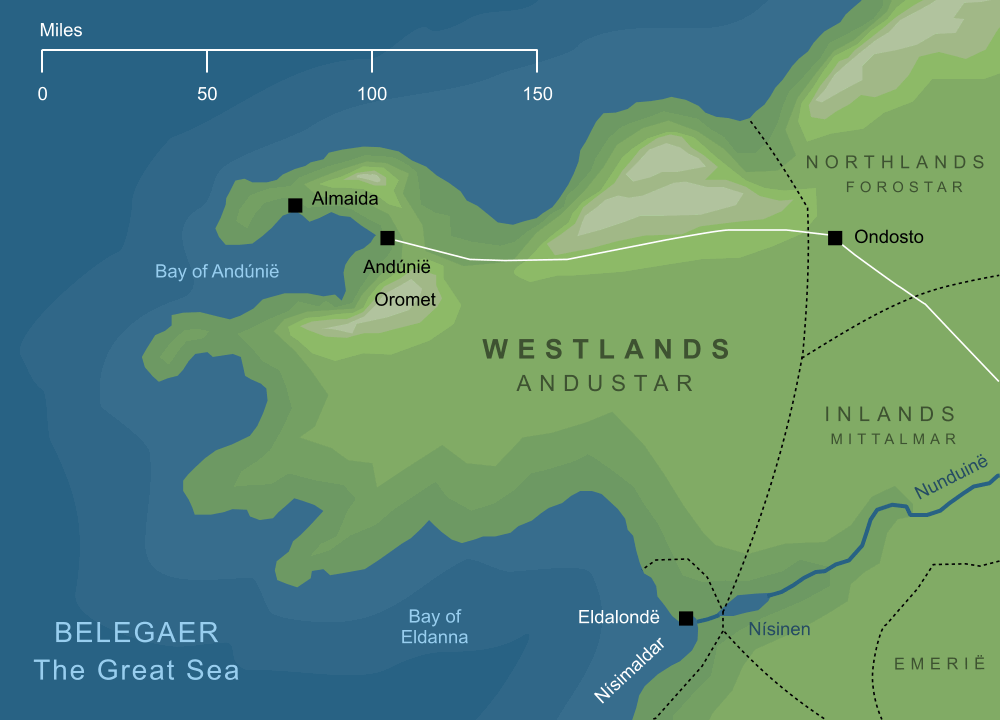 Map of the Westlands of Númenor