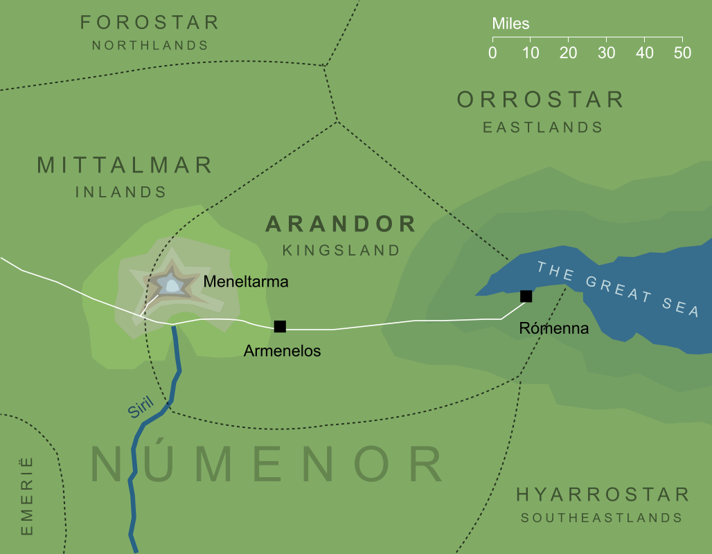 Map of the Arandor of Númenor
