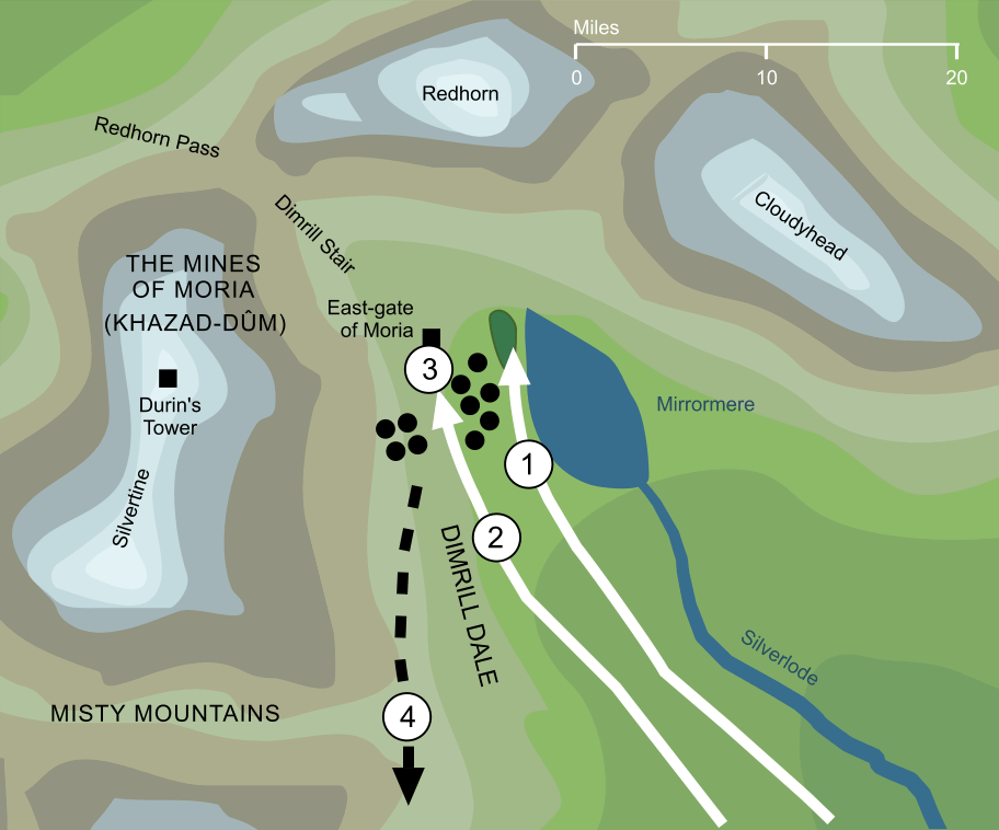Map of the Battle of the Mines of Moria