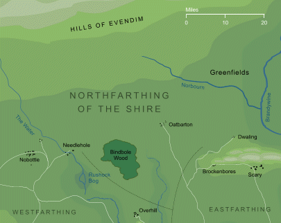 Map of the Northfarthing of the Shire